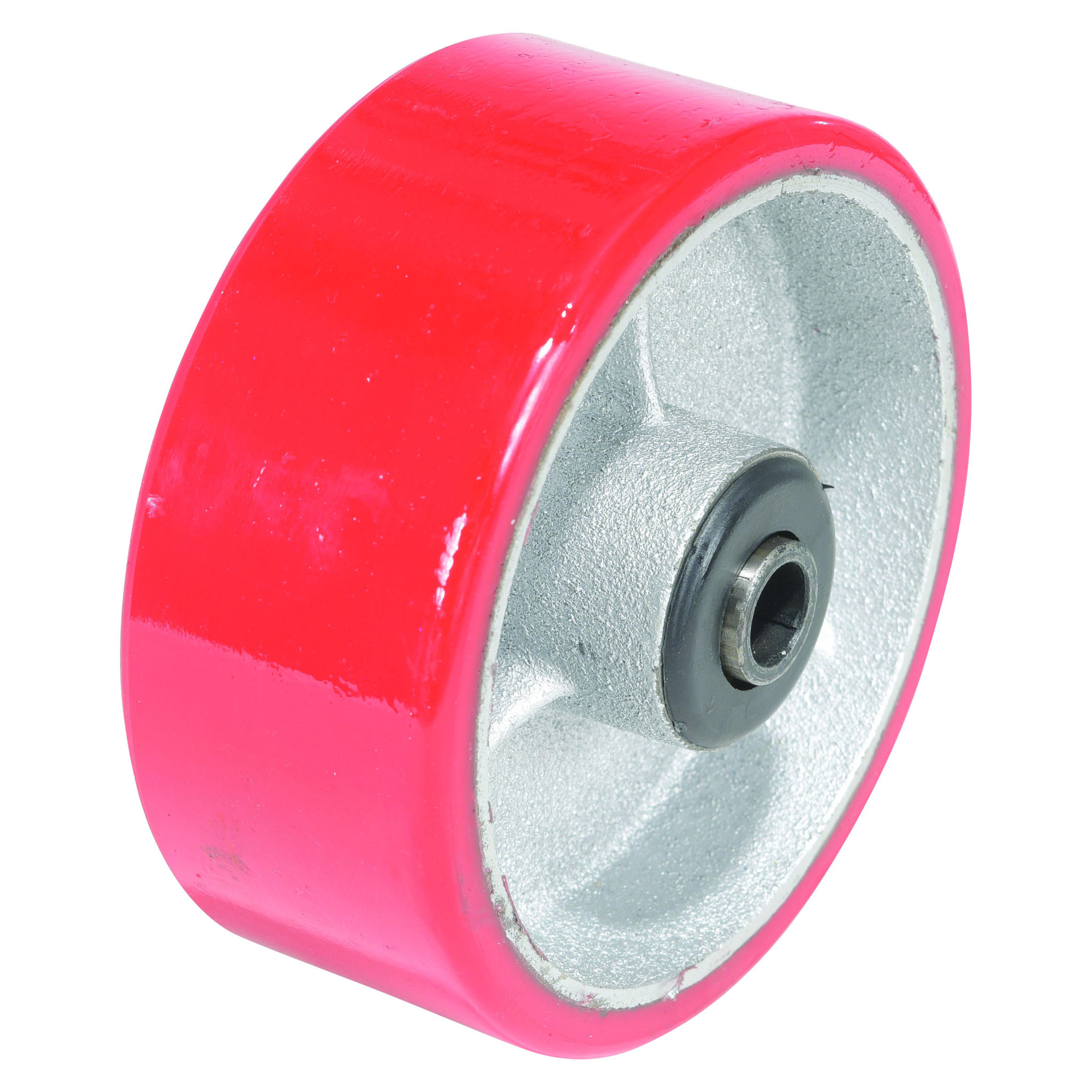 Vestil Polyurethane Wheel - 5in. x 2in., Maroon Tread, Zinc Plated, Model# WHL-PU-5X2